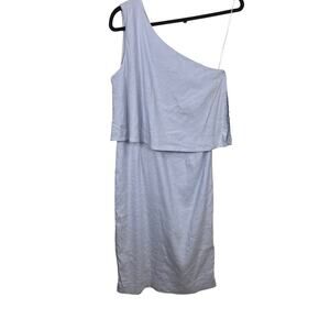 Antonio Melani Light Blue Linen One Shoulder Midi Dress Women’s 6